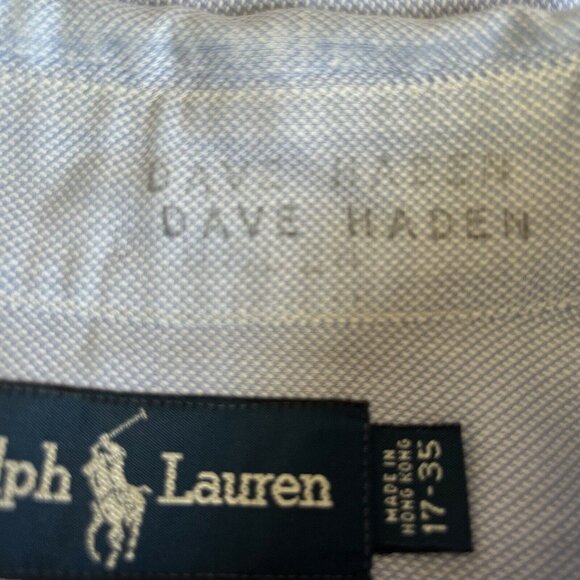 Ralph Lauren 90's Yarmouth Button Down Shirt Mens 17-35 LS Blue - Picture 6 of 6